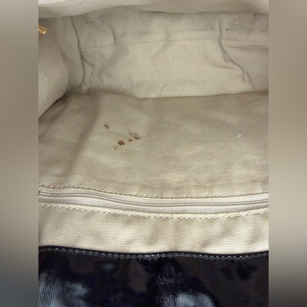 Tory Burch Tote Hand Bag Carry All Logo Structured Patent PVC Enamel Shiny - Picture 6 of 10